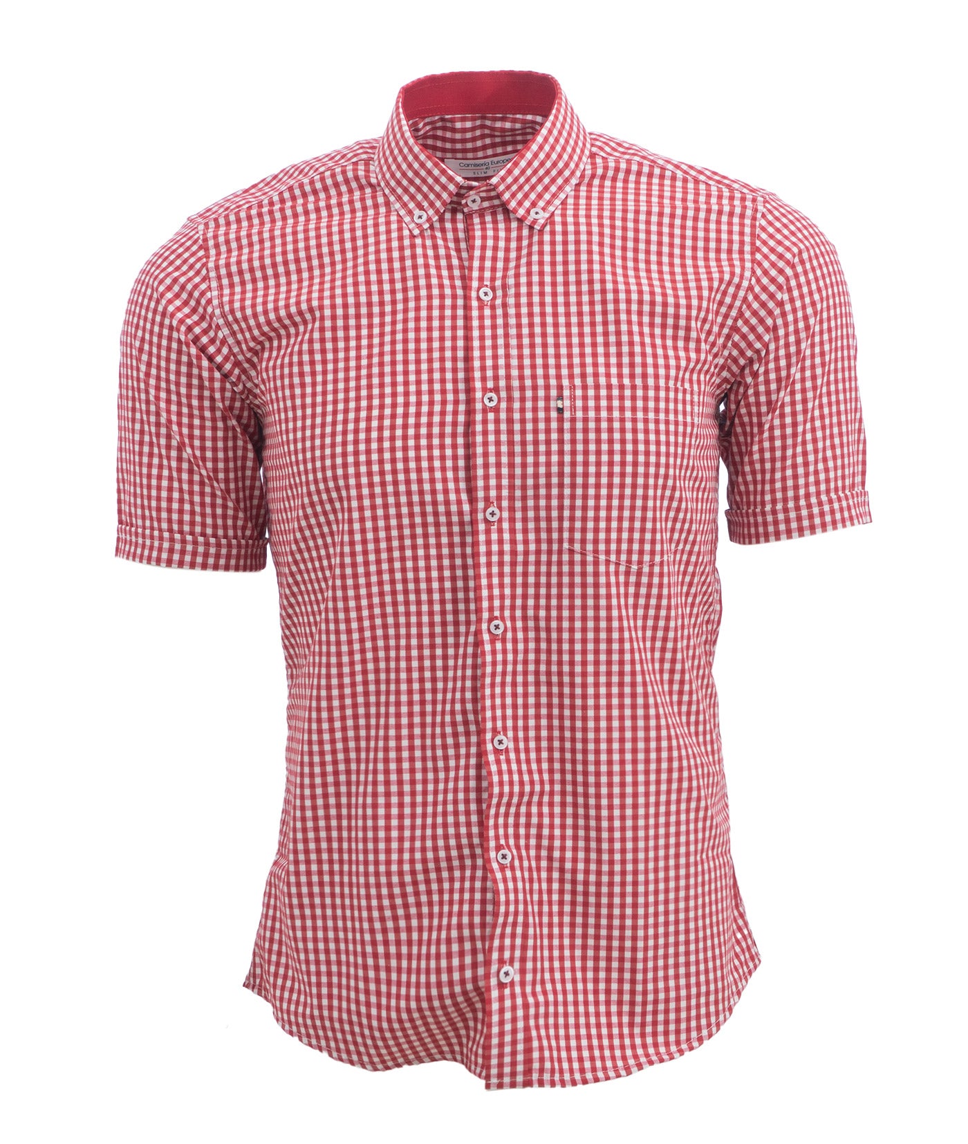 Camisa Cuadros Manga Corta Roja