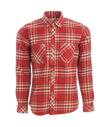 Camisa Leñadora Roja  Cuadros Beige