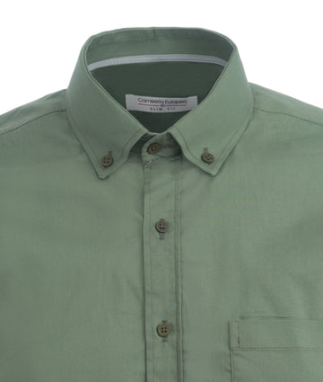 Camisa Algodón Solo Fondo Verde Militar