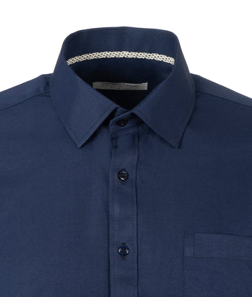 Camisa Formal Satín Azul Oscura